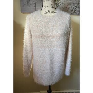 Lou & Grey mohair like super soft pink/brown/white sweater, size medium